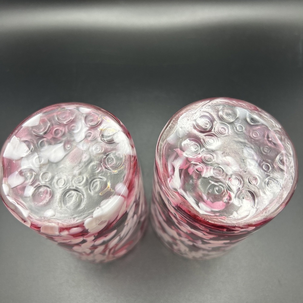 EAPG EARLY GLASS NORTHWOOD SPATTER AND COIN DOT TUMBLER Set Of 2. Pink and White - Picture 4 of 6